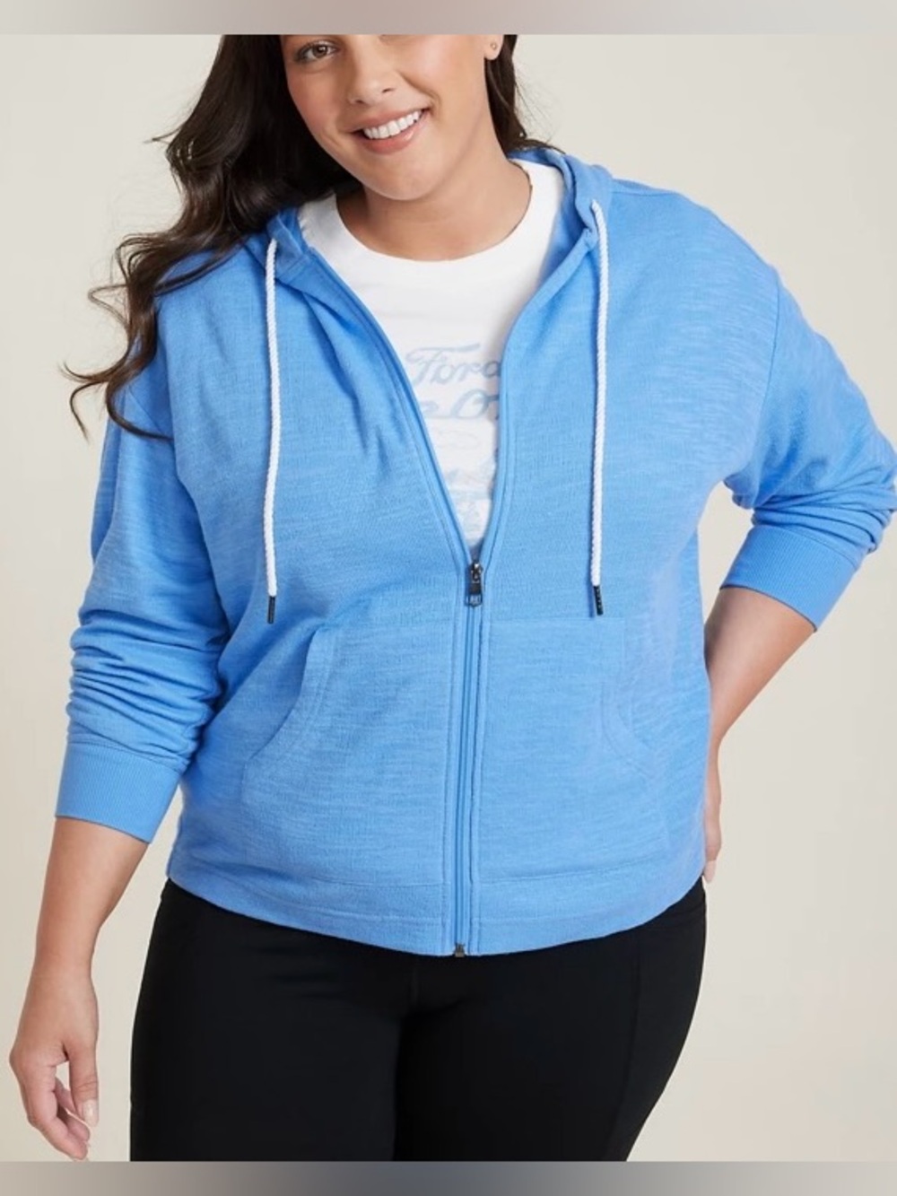 Maurices Textured Full Zip Hoodie Sky Blue Sweatshirt Loungewear Large Women’s